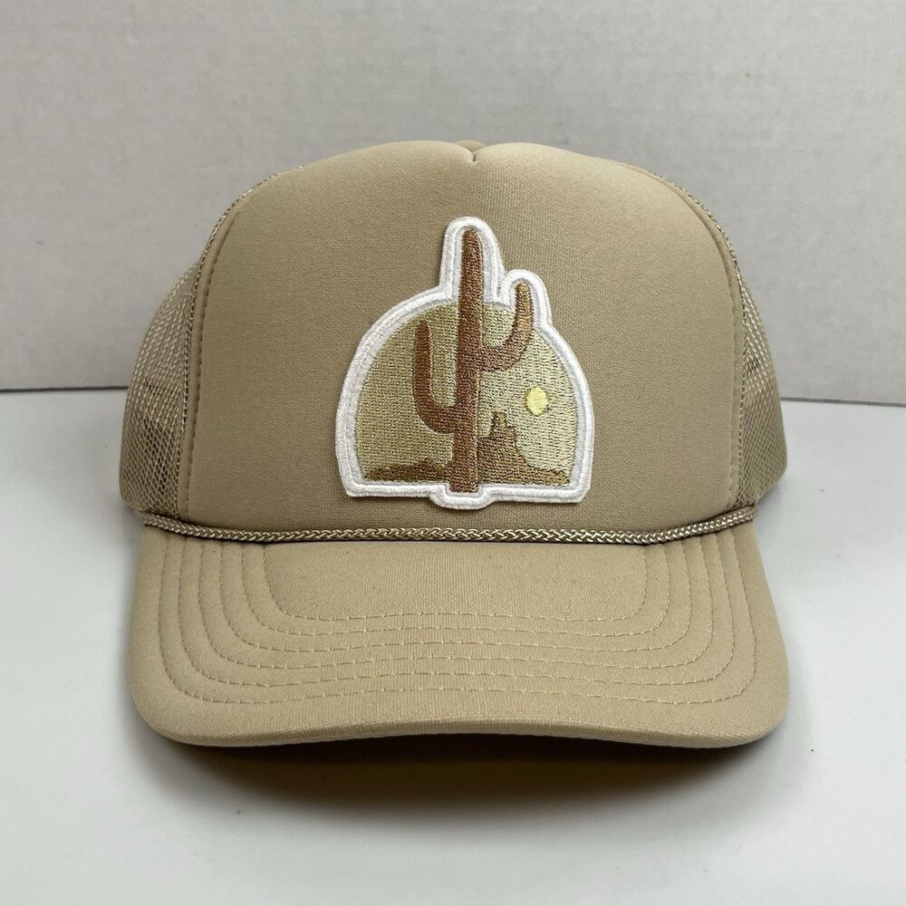 Vintage Otto Arizona Tan Beige White Trucker Hat Cactus Mountain Sunset Cap